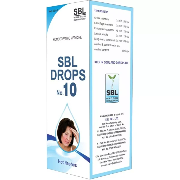 SBL Homeopathy Drops No 10 Hot flashes 30ml