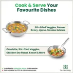 The Indus Valley TurboCuk Tri-ply Stainless Steel Cookware Set: 3L Kadai with Lid + 1.4L Fry Pan, Premium Quality, 3 Layer Thick Body, 100% Toxin-free, Non-stick, Induction & Gas - Image 11