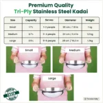 The Indus Valley TurboCuk Tri-ply Stainless Steel Kadai, Premium Quality, 3 Layer Thick Body, 100% Toxin-free, Non-stick, Induction & Gas, Free ?110 Spatula, 1.7/2.7/3.5L - Image 3