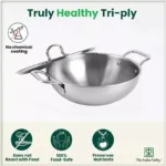 The Indus Valley TurboCuk Tri-ply Stainless Steel Cookware Set: 3L Kadai with Lid + 1.4L Fry Pan, Premium Quality, 3 Layer Thick Body, 100% Toxin-free, Non-stick, Induction & Gas - Image 4