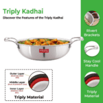 Hazel Triply Stainless Steel Induction Bottom Kadhai - Image 5
