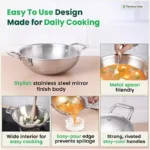 The Indus Valley TurboCuk Tri-ply Stainless Steel Kadai, Premium Quality, 3 Layer Thick Body, 100% Toxin-free, Non-stick, Induction & Gas, Free ?110 Spatula, 1.7/2.7/3.5L - Image 9
