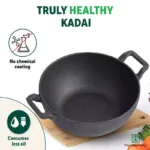 The Indus Valley CASTrong Cast Iron Kadai, Pre-seasoned, Nonstick, 100% Pure, Toxin-free, Induction, 21/25cm, 1.7L/3.3kg - Image 4