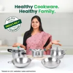 The Indus Valley TurboCuk Tri-ply Stainless Steel Kadai, Premium Quality, 3 Layer Thick Body, 100% Toxin-free, Non-stick, Induction & Gas, Free ?110 Spatula, 1.7/2.7/3.5L - Image 2