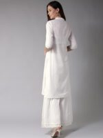 Here&Now Women White Solid Straight Kurta - Image 3
