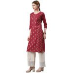 Indian Clothing Anubhutee Women's Cotton Regular Straight Pink Kurta - Image 4