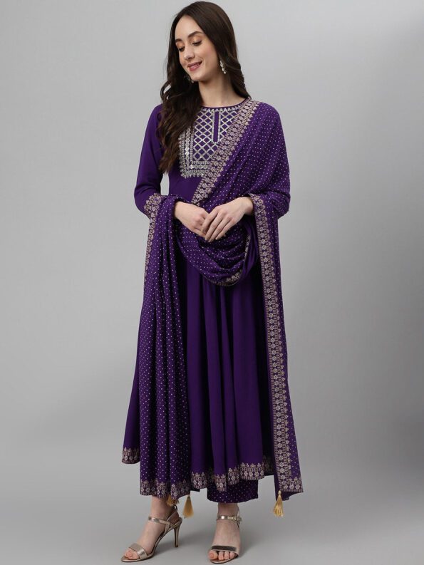 Khushal K Ethnic Motifs Embroidered Sequined Kurta with Palazzos & Dupatta