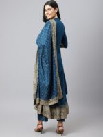 Khushal K Women Blue Ethnic Motifs Empire Kurta with Trousers & With Dupatta - Image 6
