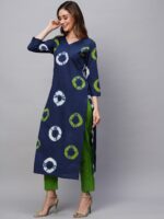 Indian Clothing Kalini Bandhani Dyed Kurta with Trousers & Dupatta - Image 4