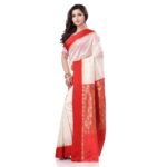 Desh Bidesh Women's Bengal Art Garad Silk Saree Handmade Kalka With Wholebody Design Saree - Image 4