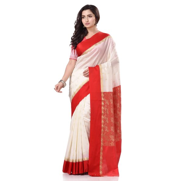 Desh Bidesh Women's Bengal Art Garad Silk Saree Handmade Kalka With Wholebody Design Saree