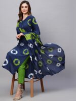 Indian Clothing Kalini Bandhani Dyed Kurta with Trousers & Dupatta - Image 2