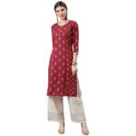 Indian Clothing Anubhutee Women's Cotton Regular Straight Pink Kurta - Image 2