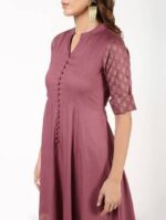 Aniyah Rayon Block Print Flared Anarkali Kurta Dusty Pink (AN-157K) - Image 4