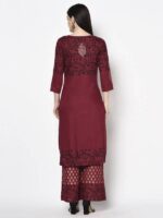 Aniyah Rayon Maroon Color Block Print Straight Kurta (AN-185K) - Image 2