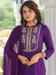 Kalini Floral Embroidered Mandarin Collar Regular Mirror Work Kurta & Trousers & Dupatta