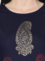 Aniyah Rayon Navy Blue Color Block Print Straight kurta (AN-180K) - Image 5