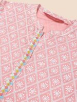 Anubhutee Peach-Coloured & White Khari Printed Straight Kurta - Image 5
