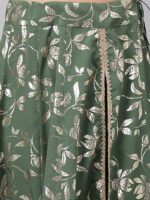 Janasya Women's Olive Green Crepe Solid Lehenga Choli With Pant - Image 8