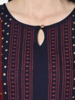 Aniyah Rayon Navy Blue Color Block Print Anarkali kurta (AN-177K) - Image 5