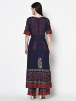Aniyah Rayon Navy Blue Color Block Print Anarkali kurta (AN-177K) - Image 2