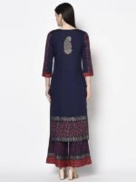 Aniyah Rayon Navy Blue Color Block Print Straight kurta (AN-180K) - Image 2
